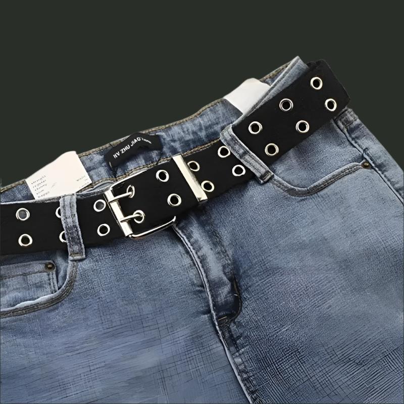 Indie Faux Leather Retro Emo Punk Y2K Black Belt Studded Rivets Mens Womens